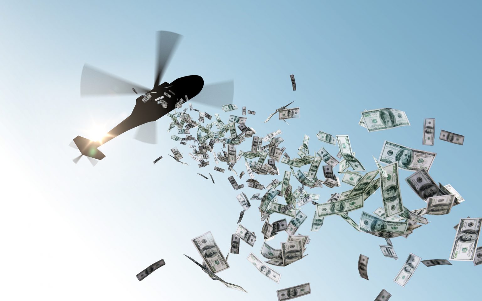 Americans sometimes use helicopter money to buy Bitcoin Helikoptergeld Bitcoin